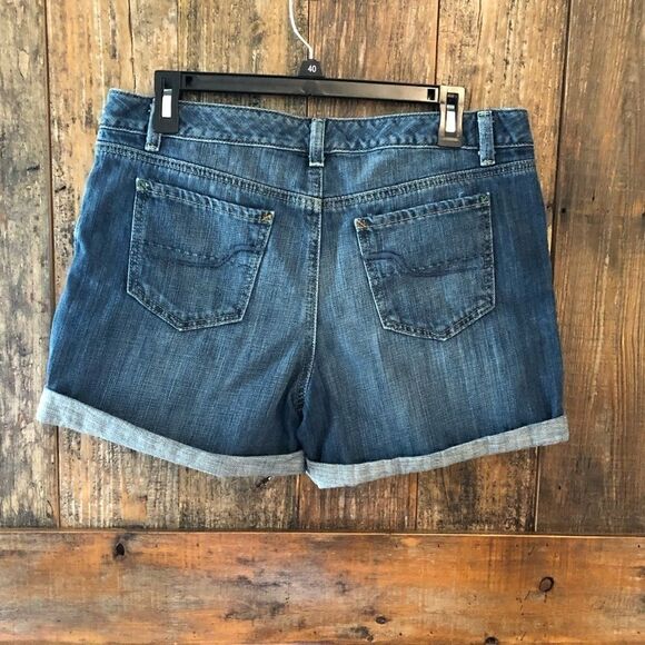 Tommy Hilfiger 10 Blue Denim Roll-up Cuff Cotton Shorts - Picture 3 of 8